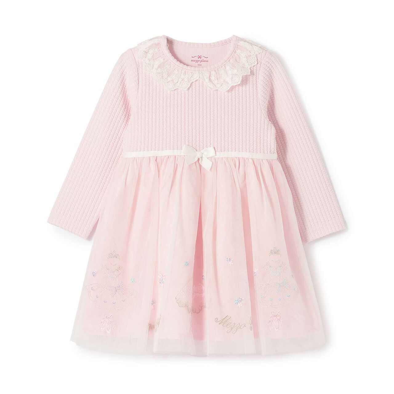 Dress Embroidery Docking Dress with Bloomers Set,Off white, large image number 15