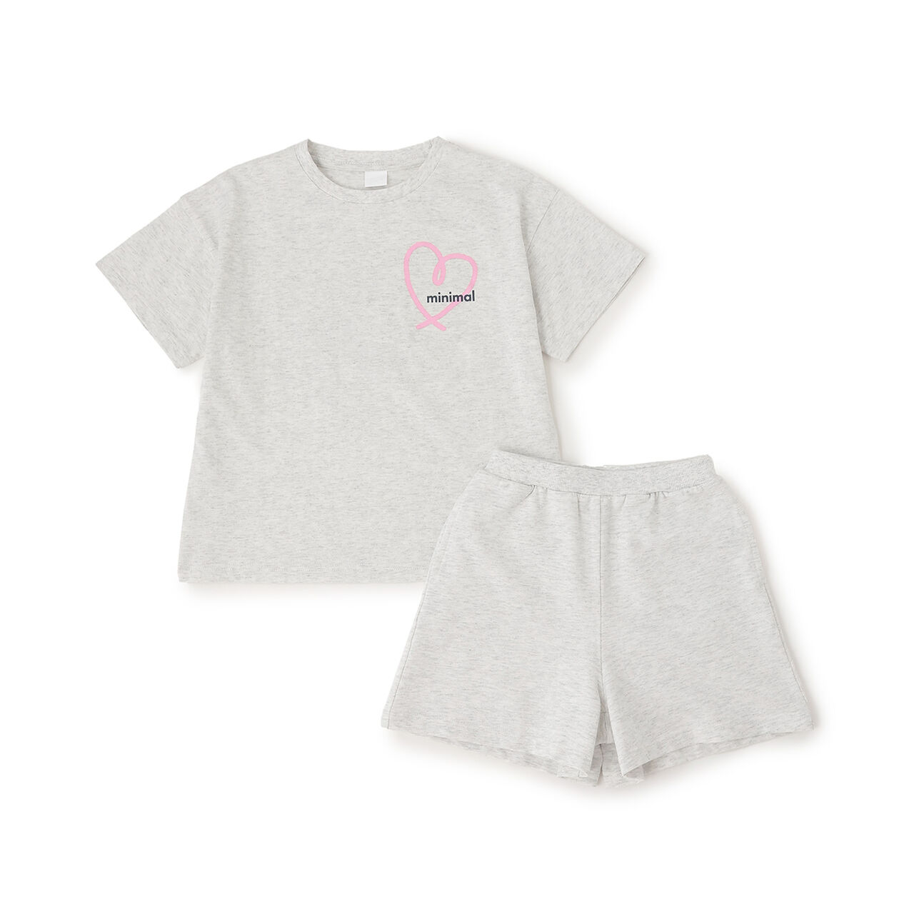 [100% Cotton] Spray Back Print Short Sleeve T-Shirt Outfit Set,Charcoal gray, large image number 2