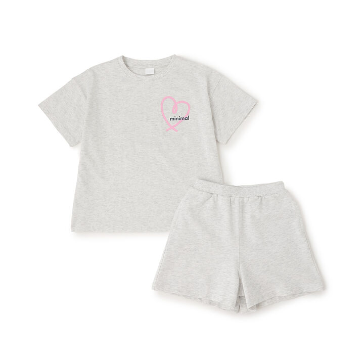 [100% Cotton] Spray Back Print Short Sleeve T-Shirt Outfit Set,Charcoal gray, medium image number 2
