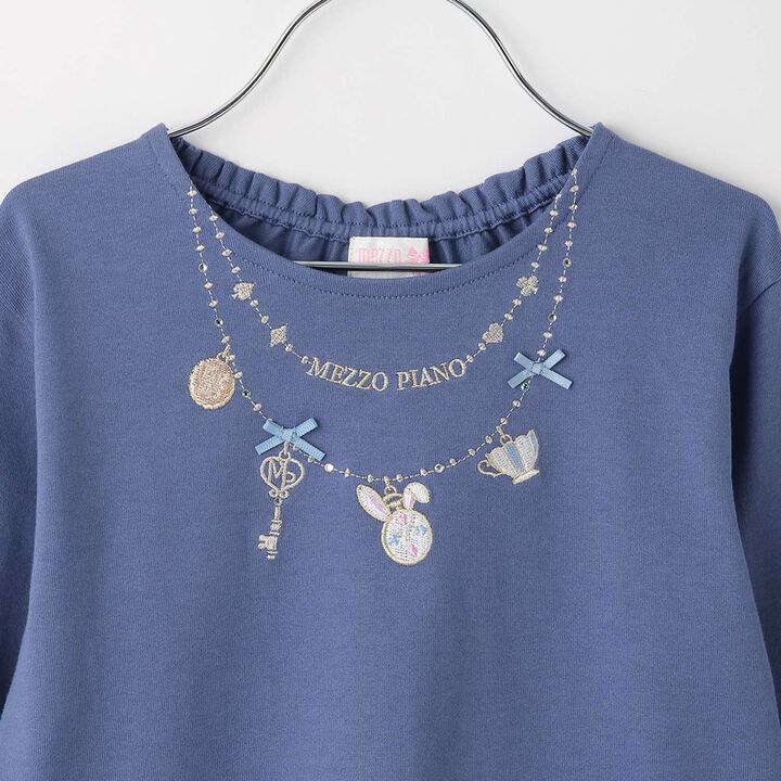 Alice Necklace Embroidery Long-Sleeve T-Shirt,Lavender, medium image number 9