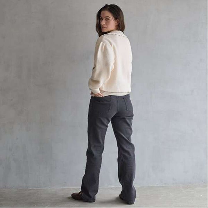 [Link] Collar Knit Cardigan,Charcoal gray, medium image number 7