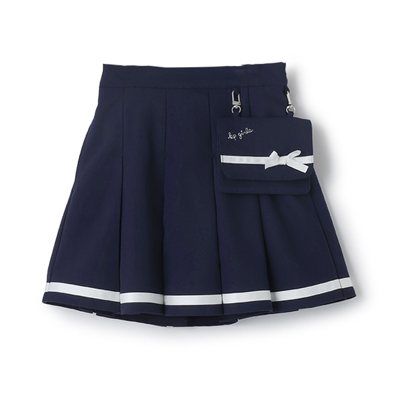 Pleated Skirt-Pants with Detachable Pocket,Navy, large image number 17