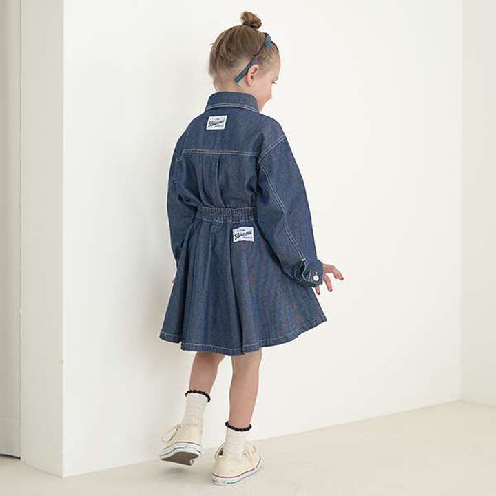 Soft Denim Heart Embroidery Flare Skirt,Blue, medium image number 7