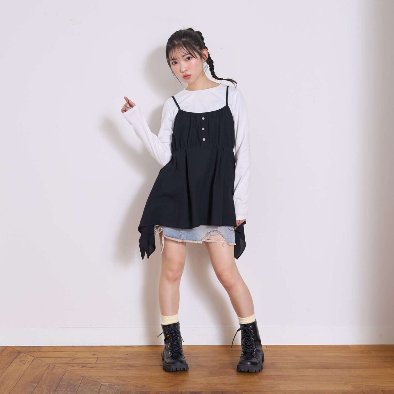 Asymmetrical Tunic Set,Black, large image number 5