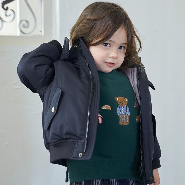 Washable MA1 Style Removable Hood Jacket,Khaki, medium image number 3