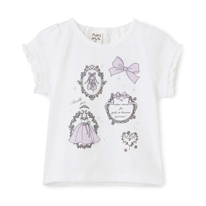 Ballet Motif Sleeve Frill T-Shirt,Light pink, medium image number 8