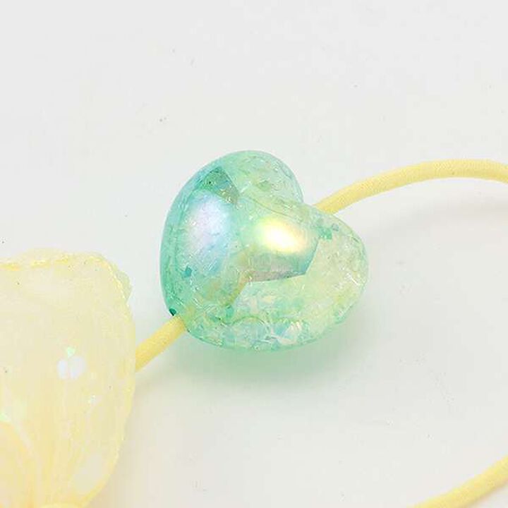 Sparkling Ribbon Hair Ponytail Holder,Sax blue, medium image number 3