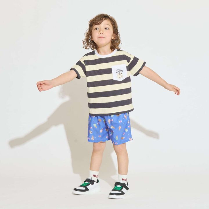 [31 Ice Cream] UV Cool Touch Shape-Retaining Sherbet T Assorted Print Striped T-Shirt,Black, medium image number 24