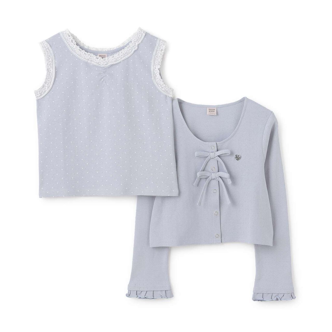 Cut and Sew Cardigan & Tank Top Set,Ivory, large image number 2