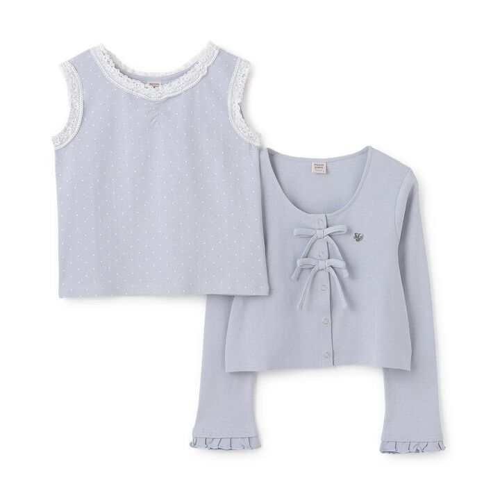 Cut and Sew Cardigan & Tank Top Set,Ivory, medium image number 2