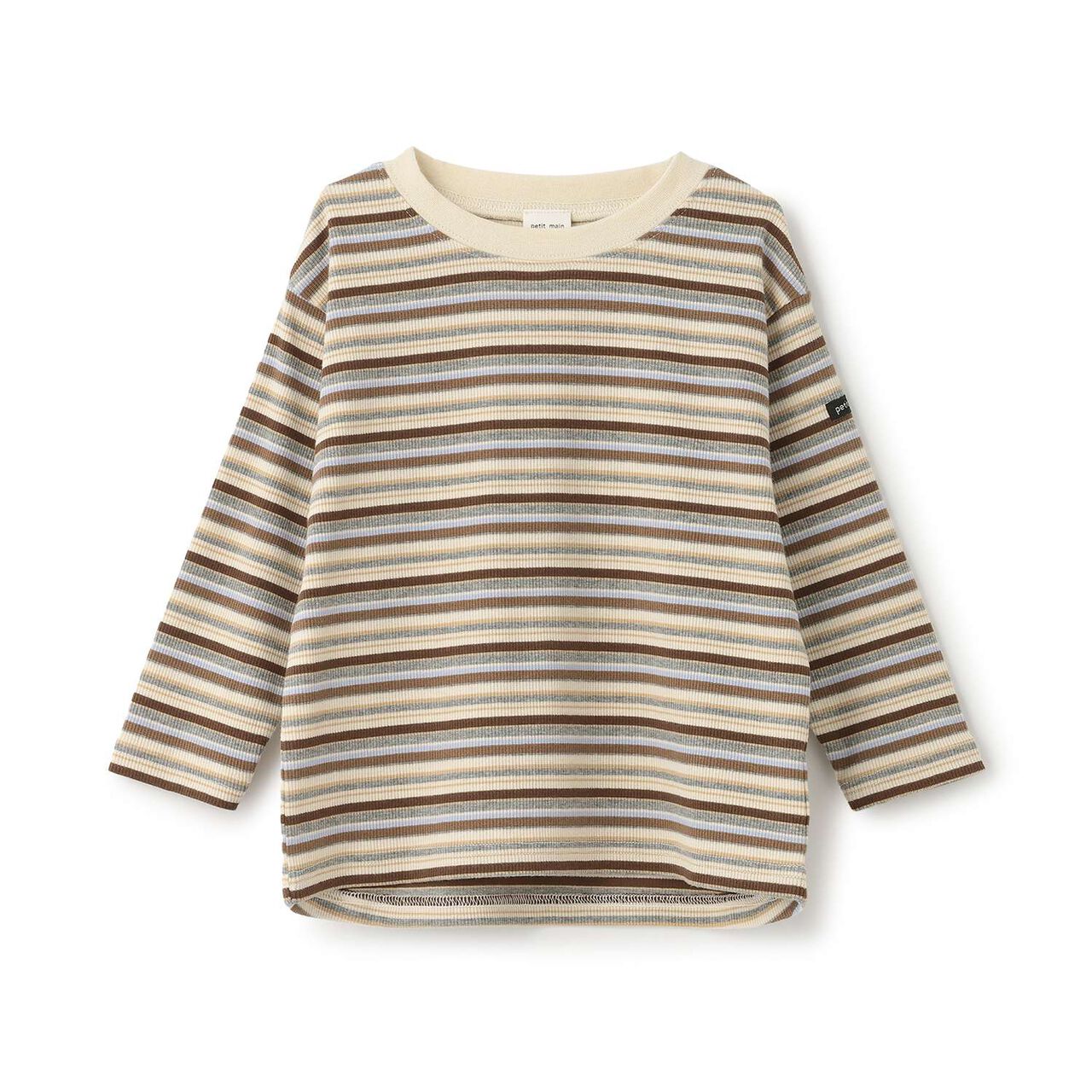 Multi-Stripe Ribbed Long-Sleeve T-Shirt,Pearl white, large image number 4