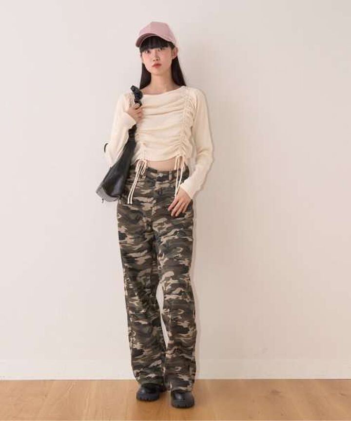 Curved Pants,Khaki, medium image number 1