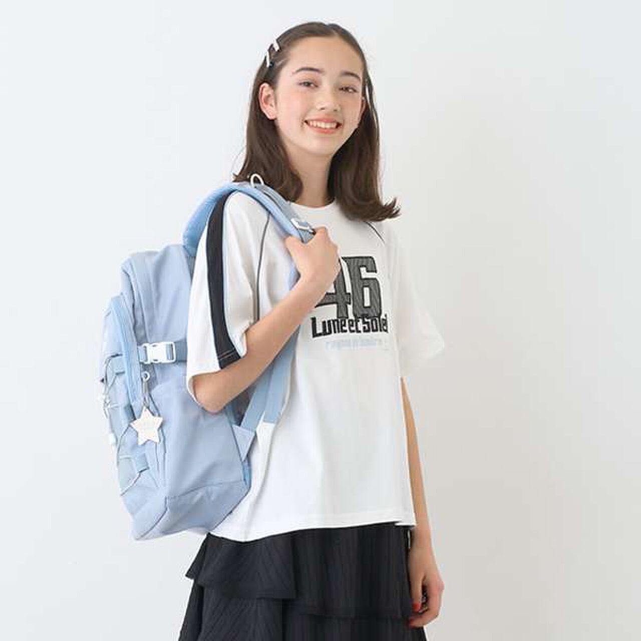 Casual Backpack with Charm,Black, large image number 17