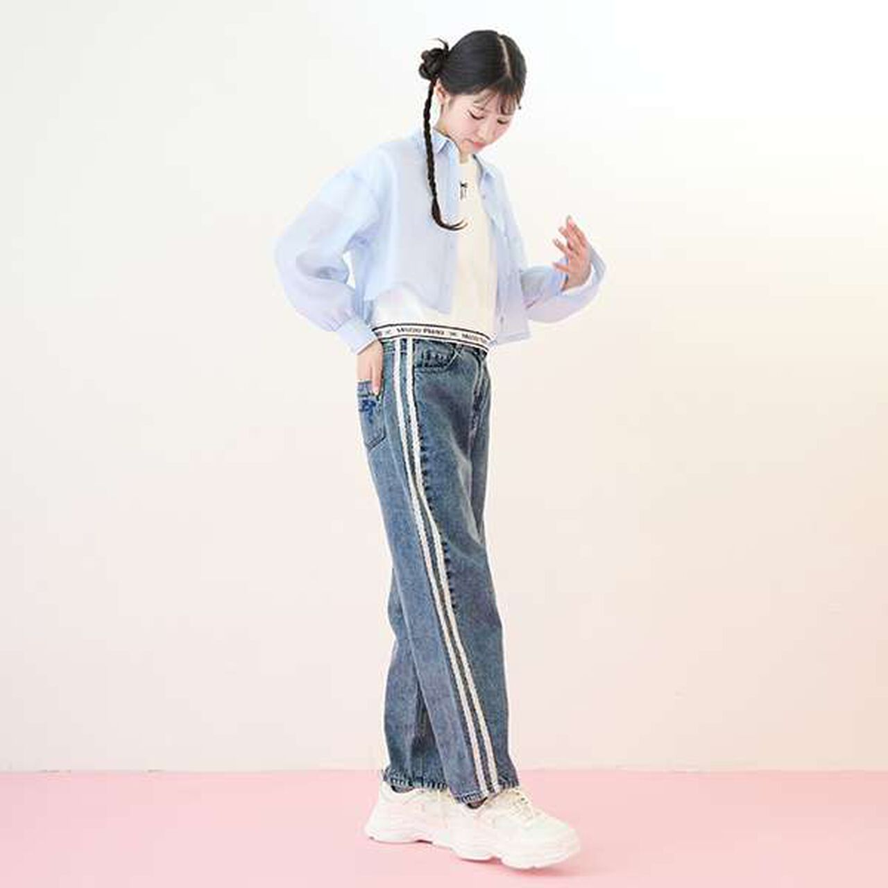 Dad Sneakers with Pearl Charm,White, large image number 24