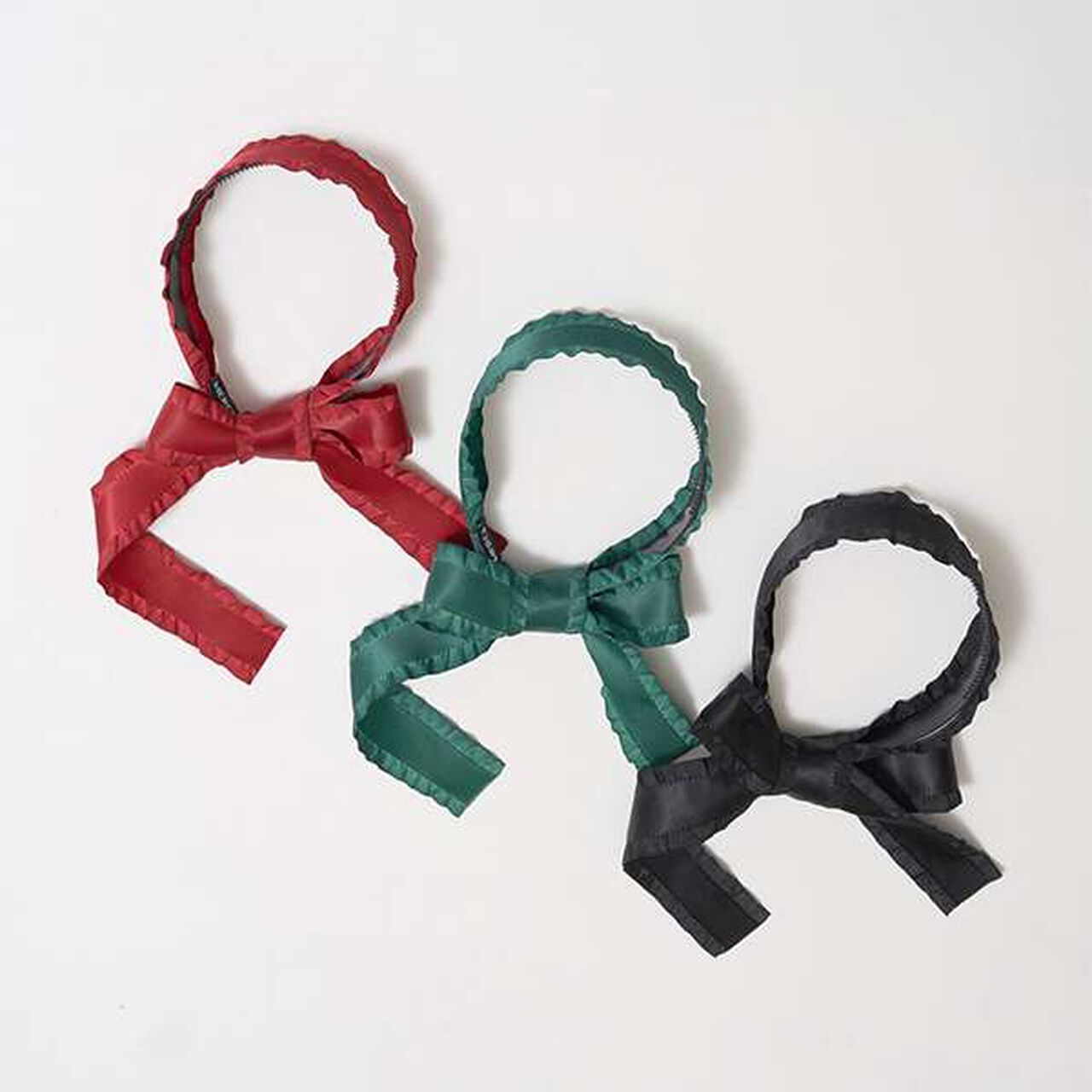 Frill Ribbon Tape Headband,Moss green, large image number 1