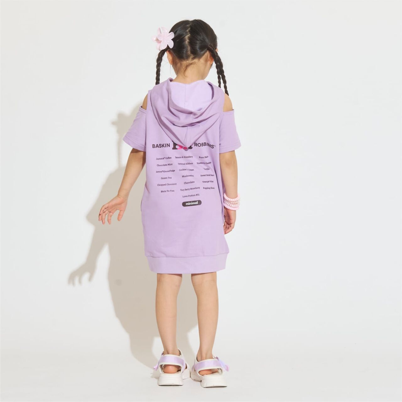 [31 Ice Cream] Cold-Shoulder Short-Sleeve Hoodie Dress,Lavender, large image number 1