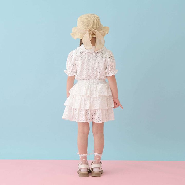 [100% Cotton] Lace Puff Sleeve Blouse for Girls Kids,Black, medium image number 11