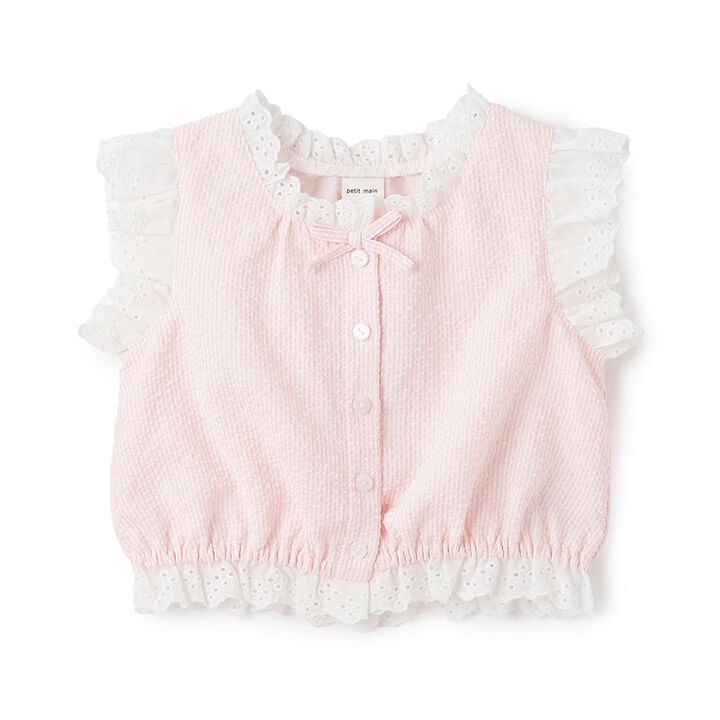 Link Cotton Lace Top,Light pink, medium image number 0