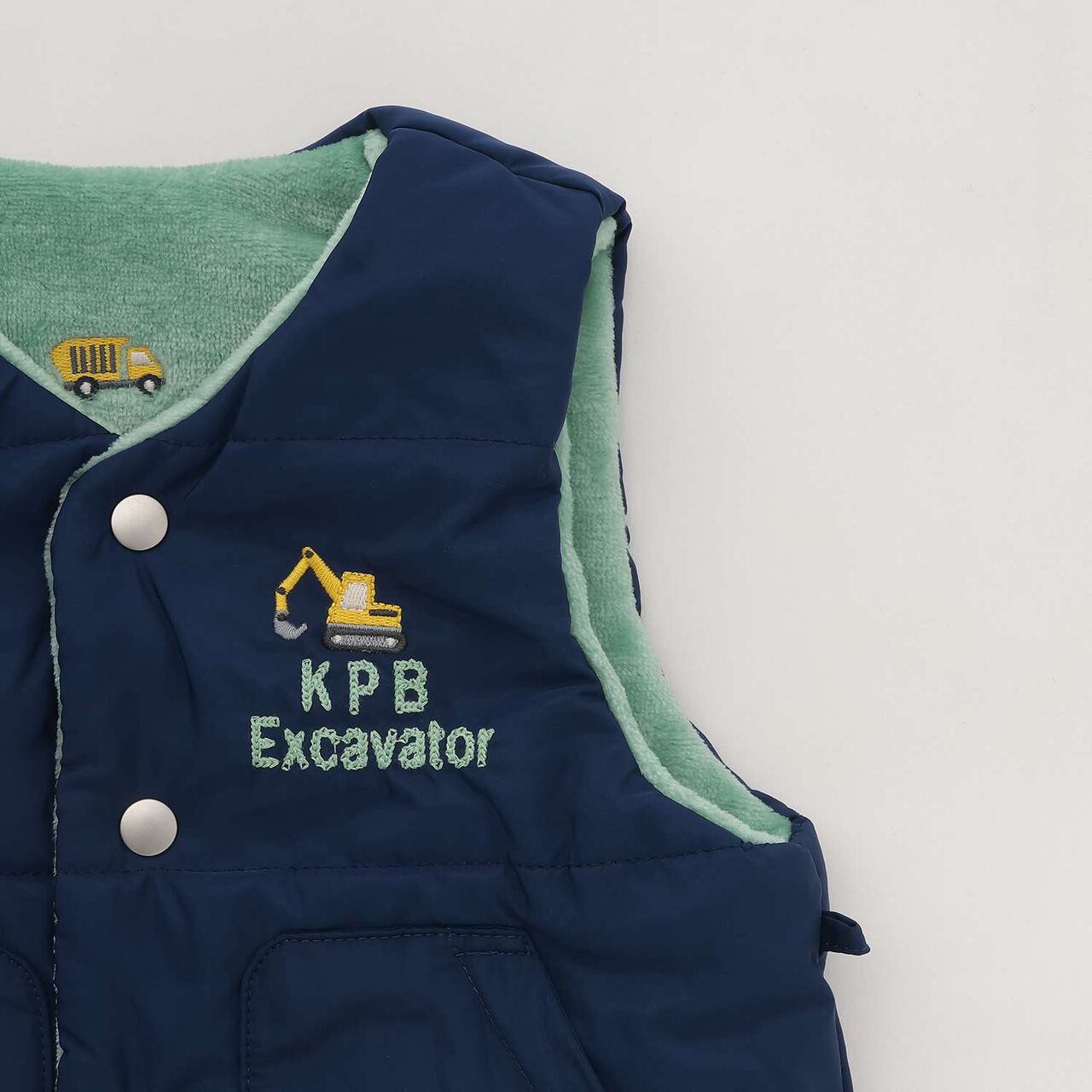 [Reversible] Taffeta &times; Boa Vest,Navy, large image number 6