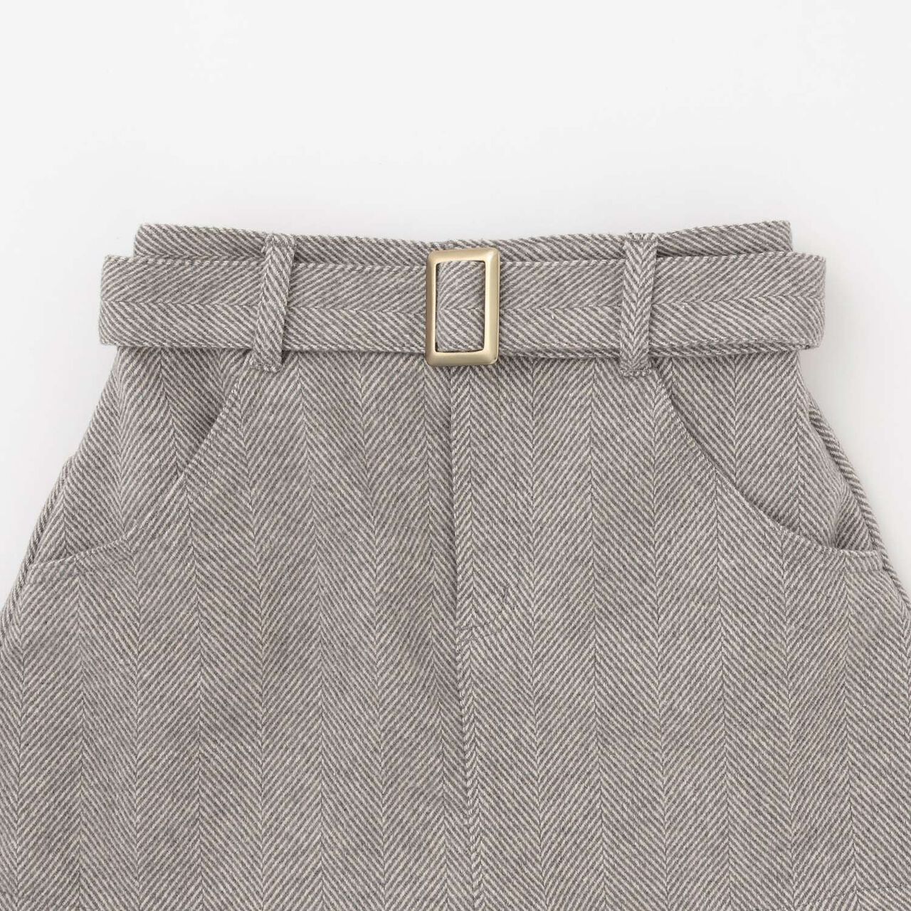 Peplum Skirt with Shorts in Herringbone Pattern with Belt,Black, large image number 2