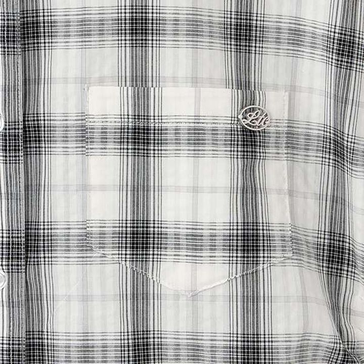 [100% Cotton] Checkered Sleeveless Drawstring Shirt,Black, medium image number 5