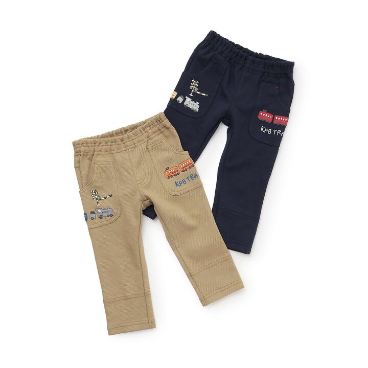 Train Embroidery Knit Twill Pants,Navy, medium image number 7