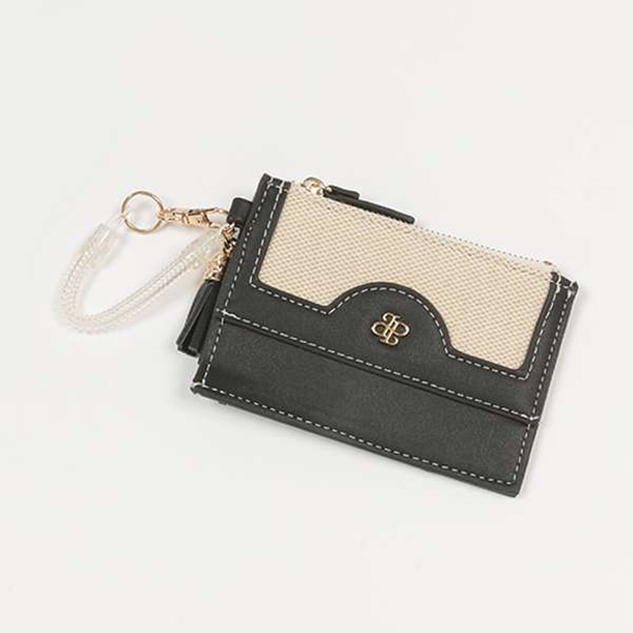 Mixed Material Card Holder,Black, large image number 0