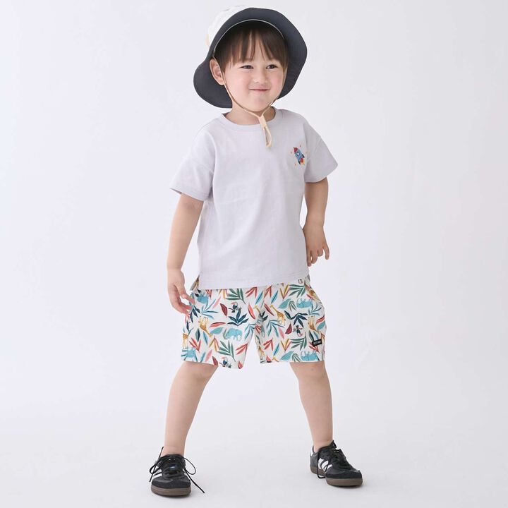 [Food Stain Resistant] Embroidered Short Sleeve T-Shirt,Coral red, medium image number 10