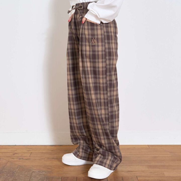 Easy Checkered Pull-On Pants for Summer,Navy, medium image number 1