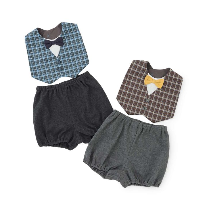 Checkered Vest-Style Set,Mocha tea, medium image number 9