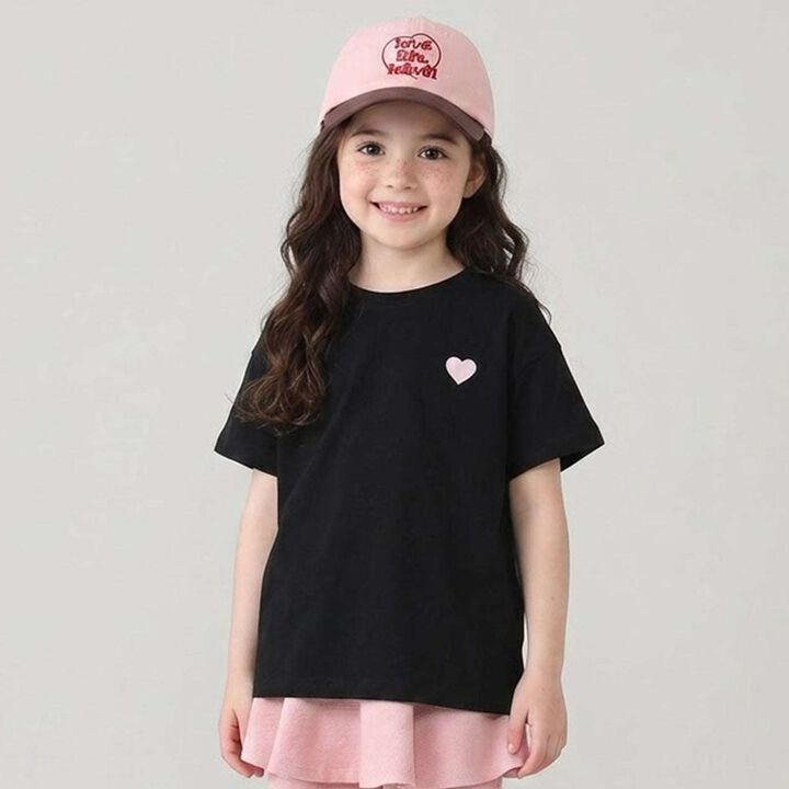 [100% Cotton] Heavy Rotation A-Line T-Shirt 2-Piece Set for Girls Kids,Dark red, medium image number 29
