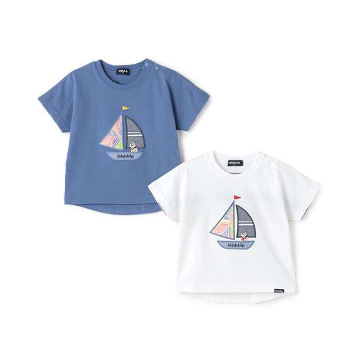 Yacht Appliqué Short Sleeve T-Shirt,Blue, medium image number 9