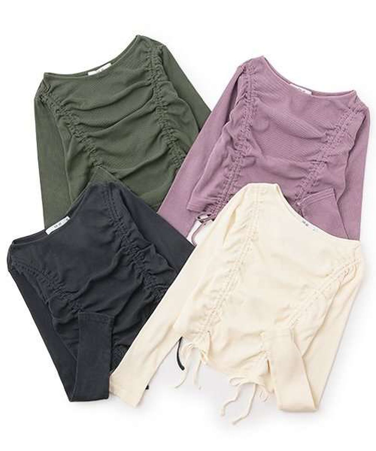Pigment Shirring Tereko,Khaki, large image number 4