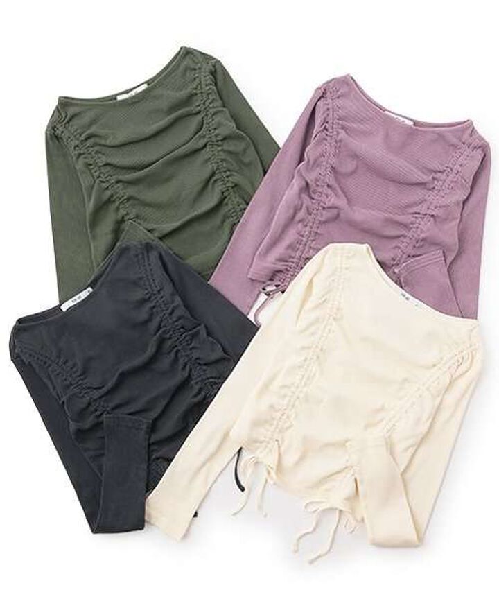 Pigment Shirring Tereko,Khaki, medium image number 4
