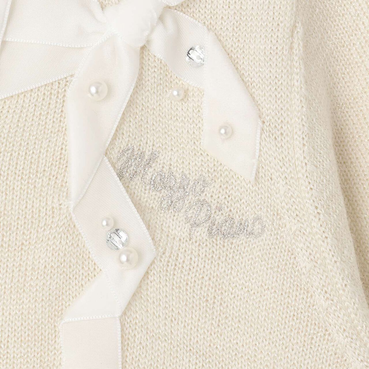 [Restock] Ribbon Lame Knit Cardigan,Off white, large image number 3