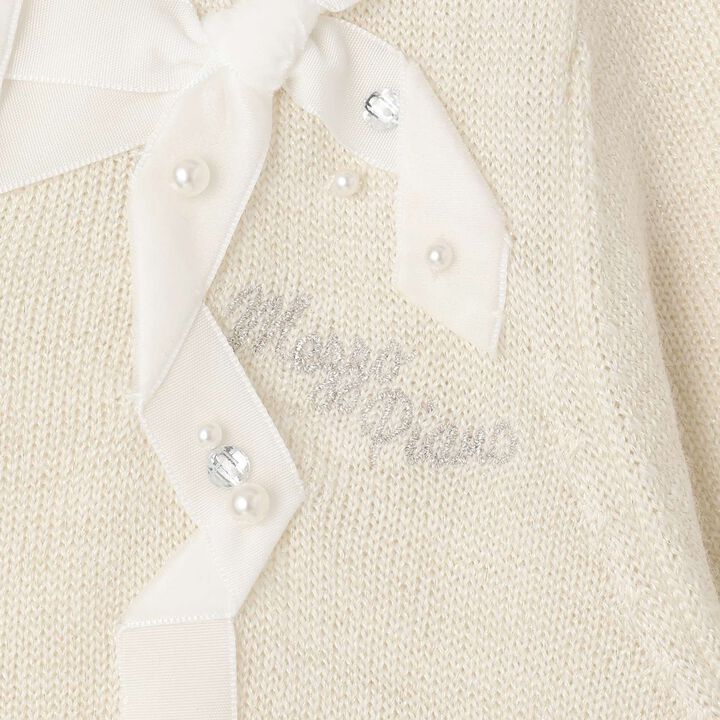 [Restock] Ribbon Lame Knit Cardigan,Off white, medium image number 3