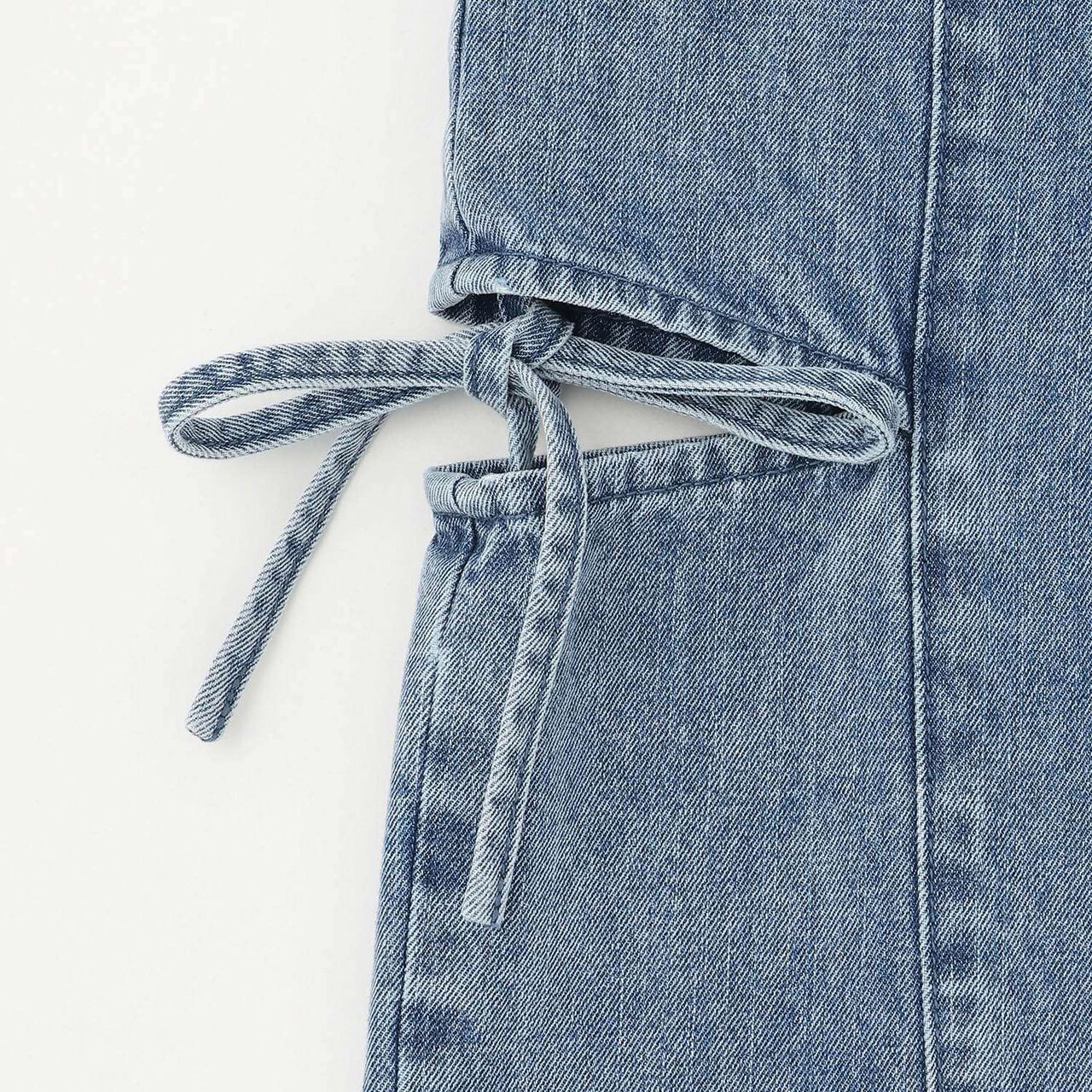 Denim Slit Wide Pants,Blue, large image number 15