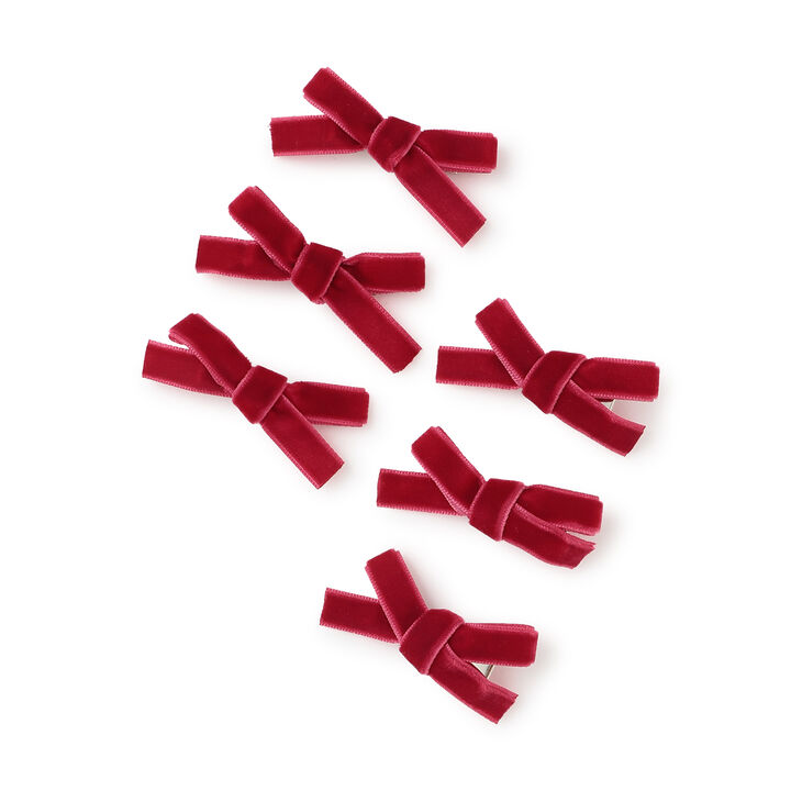 Velour Ribbon Mini Clip Set of 6,Black, medium image number 9