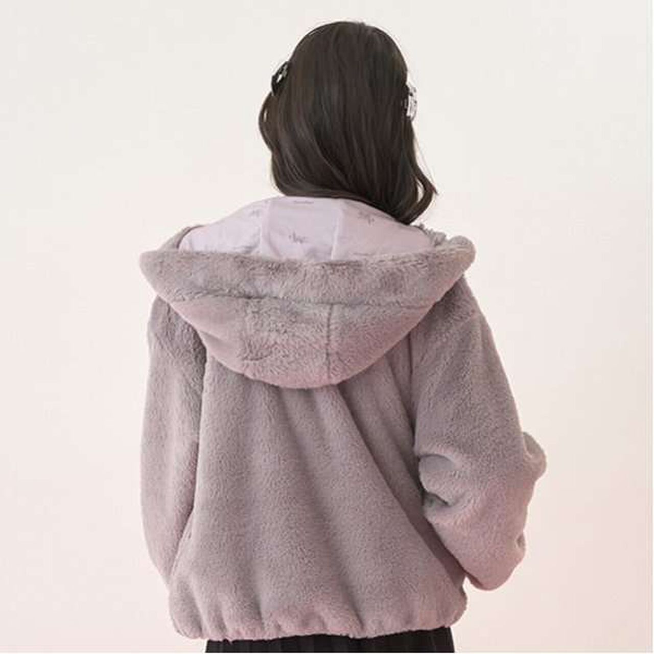 Fluffy Fleece Jacket,Ivory, large image number 2