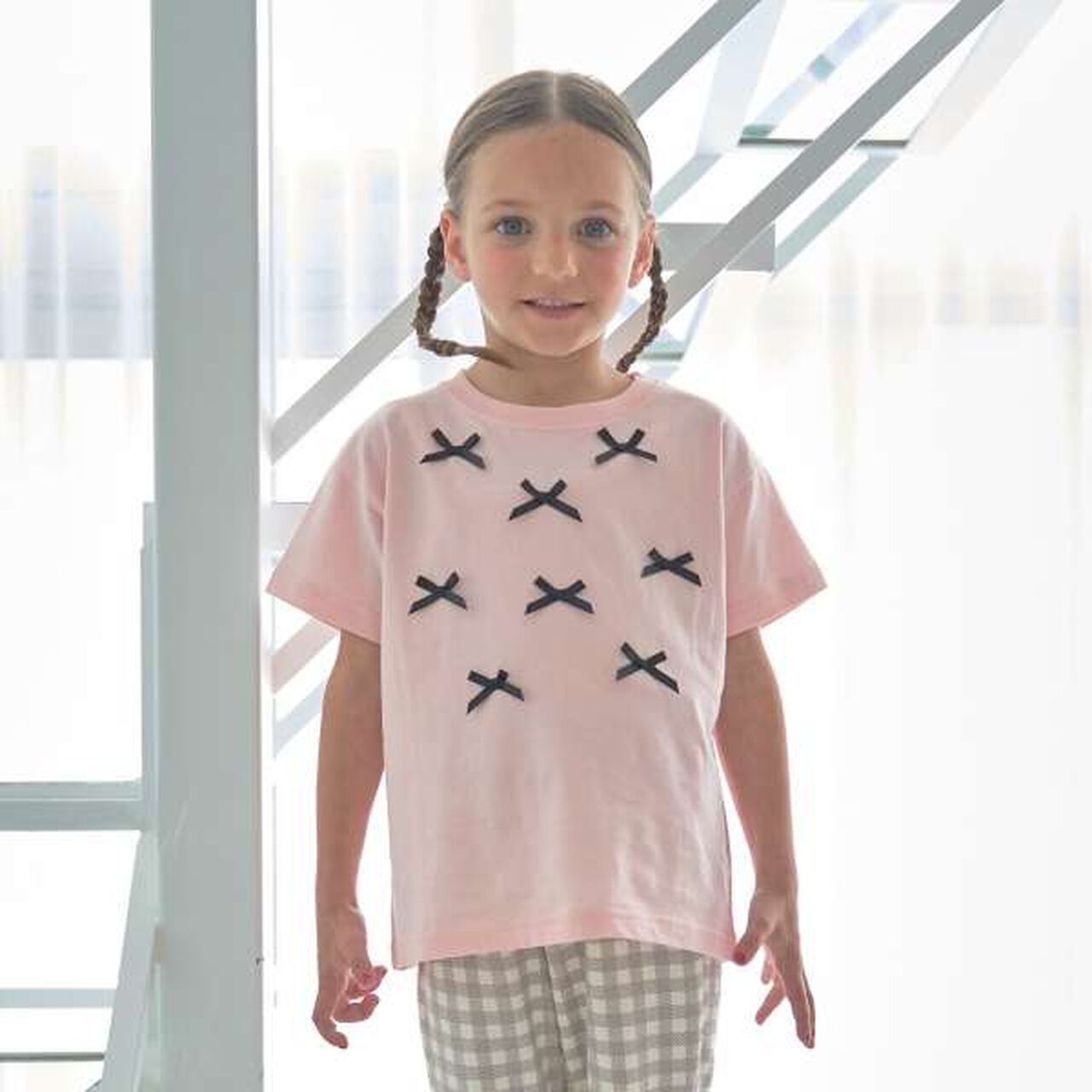 Non-Deforming Soft Cotton Ribbon T-Shirt,Black, large image number 17