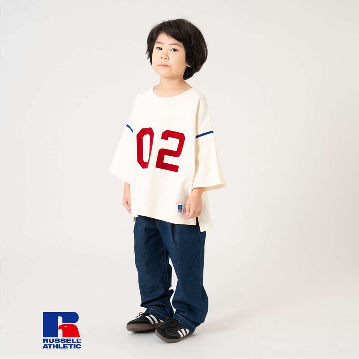 [Russell] Numbered Football Long Sleeve T-Shirt,Off white, medium image number 2