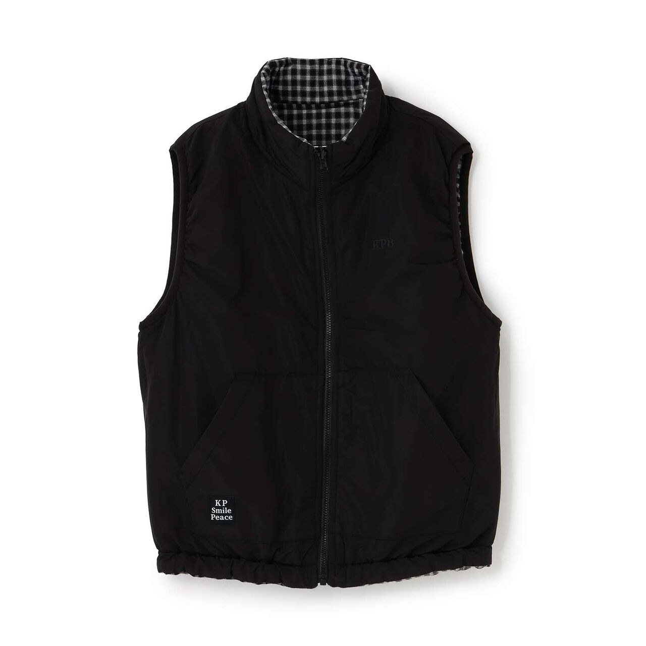 [Reversible] Taffeta &times; Check Vest,Navy, large image number 6