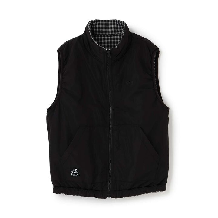 [Reversible] Taffeta &times; Check Vest,Navy, medium image number 6