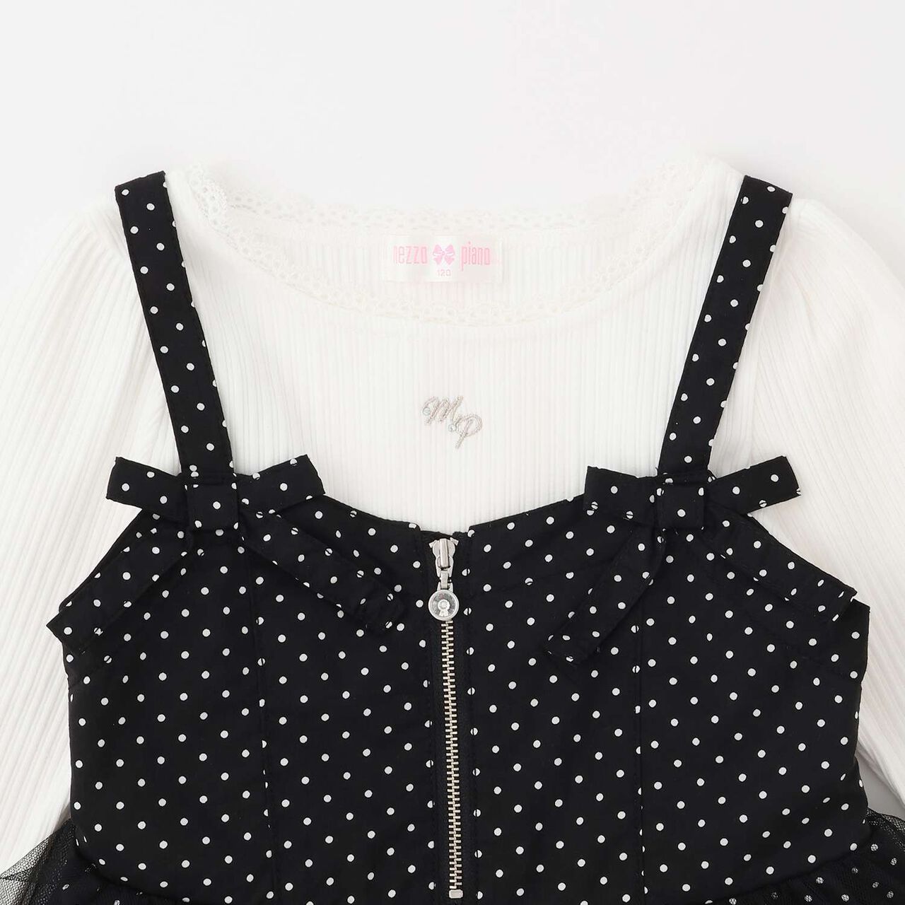 Jumper Skirt & Long-Sleeve T-Shirt Set,Black, large image number 3