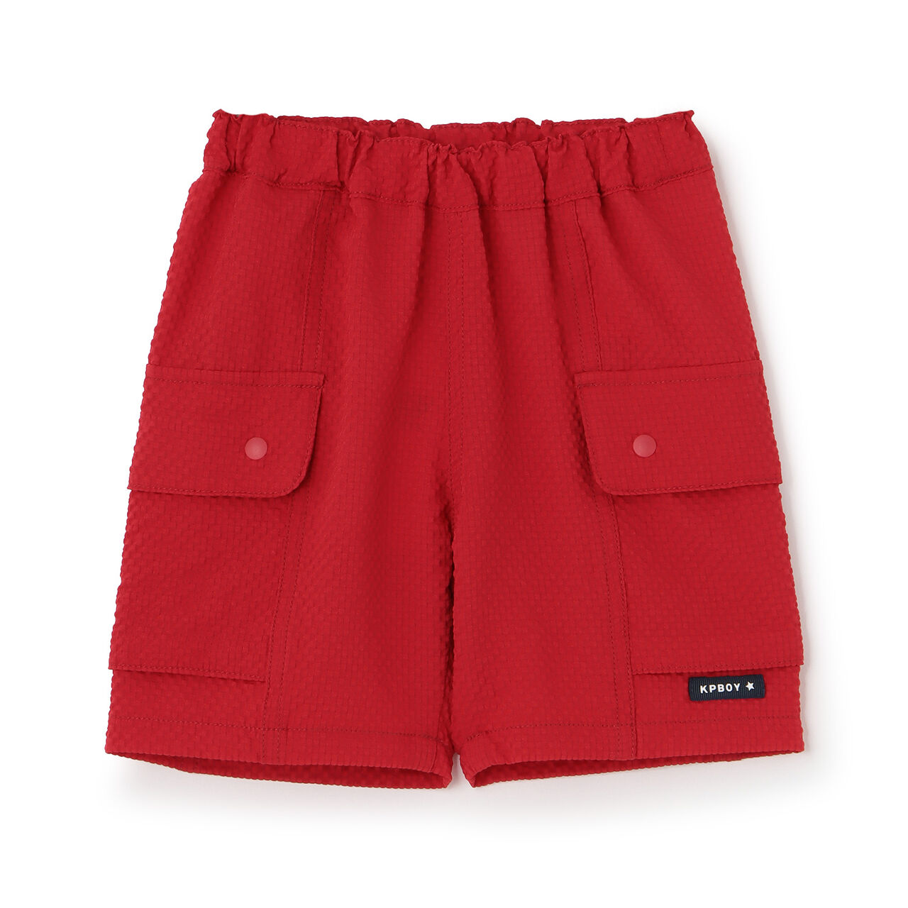Polyester Seersucker Check Half Shorts,Red, large image number 0