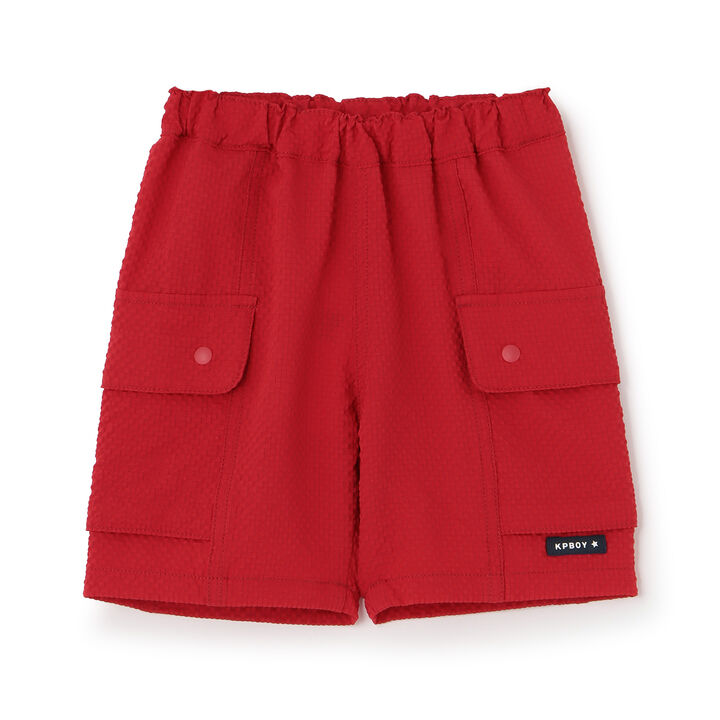 Polyester Seersucker Check Half Shorts,Red, medium image number 0