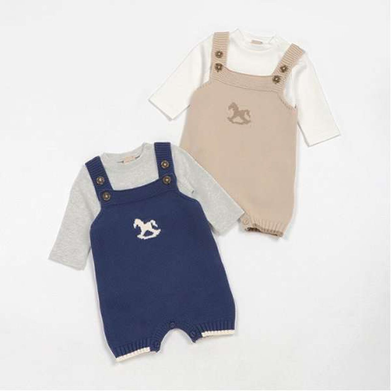 Rocking Horse Overall Set,Beige, large image number 3