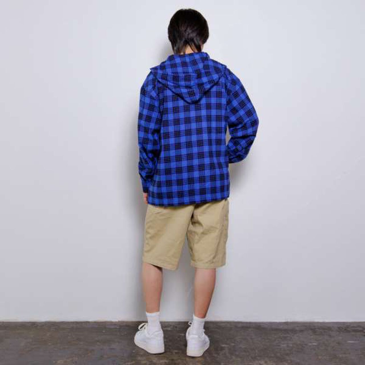 Hooded Check Shirt,Blue, large image number 6