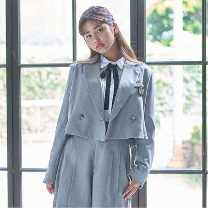 Easy-Care Graduation Bow Tie Blouse,Off white, medium image number 1