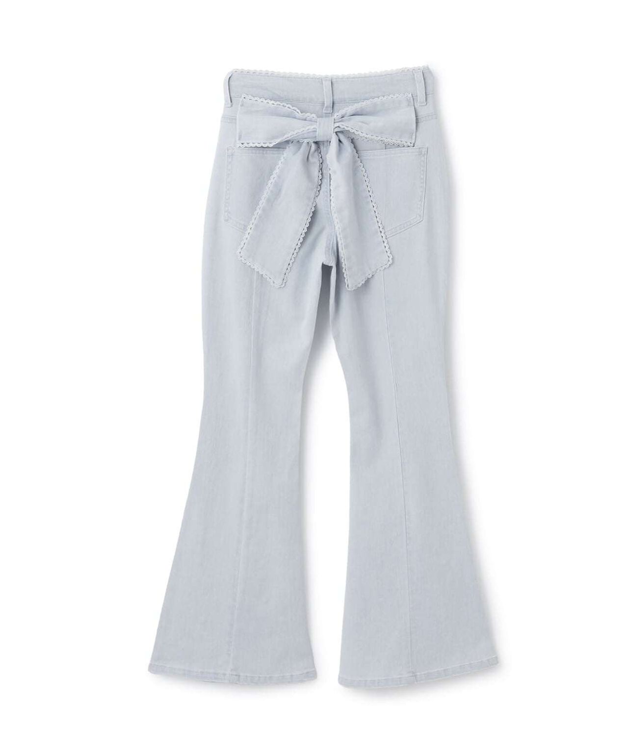 Back Ribbon Stone Flare Denim Pants,Light blue, large image number 6